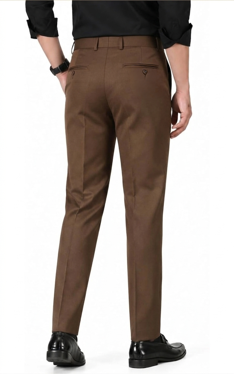 Men Brown Solid Trousers Detail